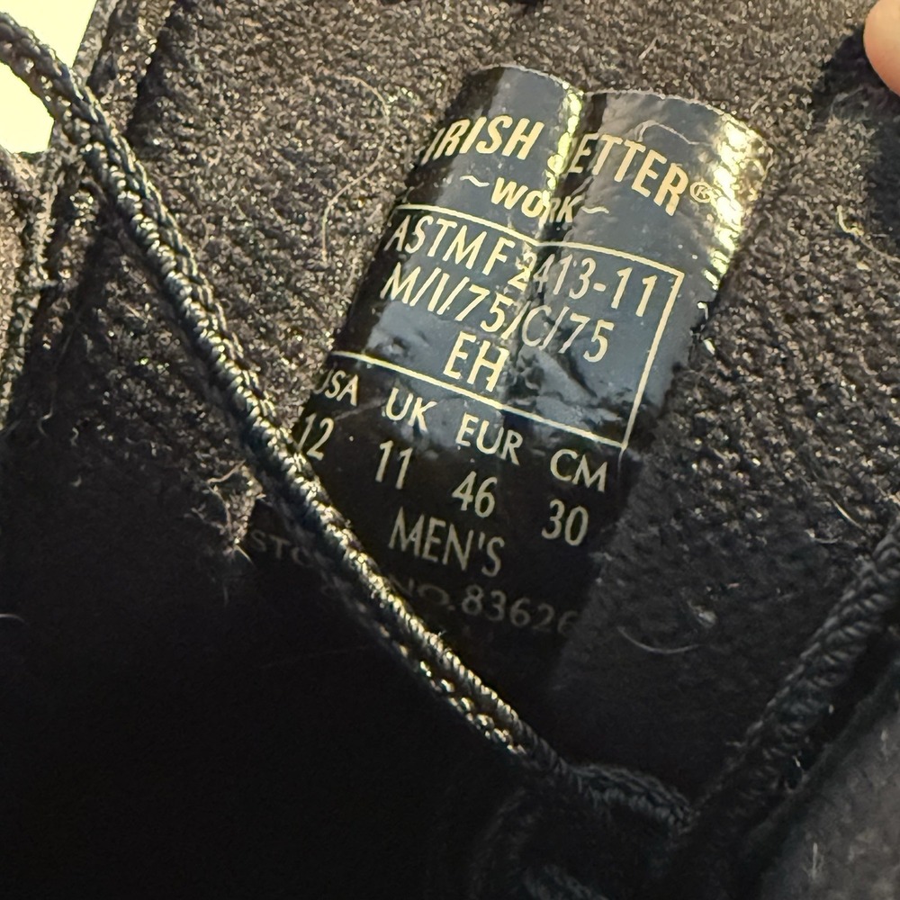 Irish Setter 83626 Farmington Black Leather Steel Toe Work Mens Boots Size 12 - Picture 10 of 12